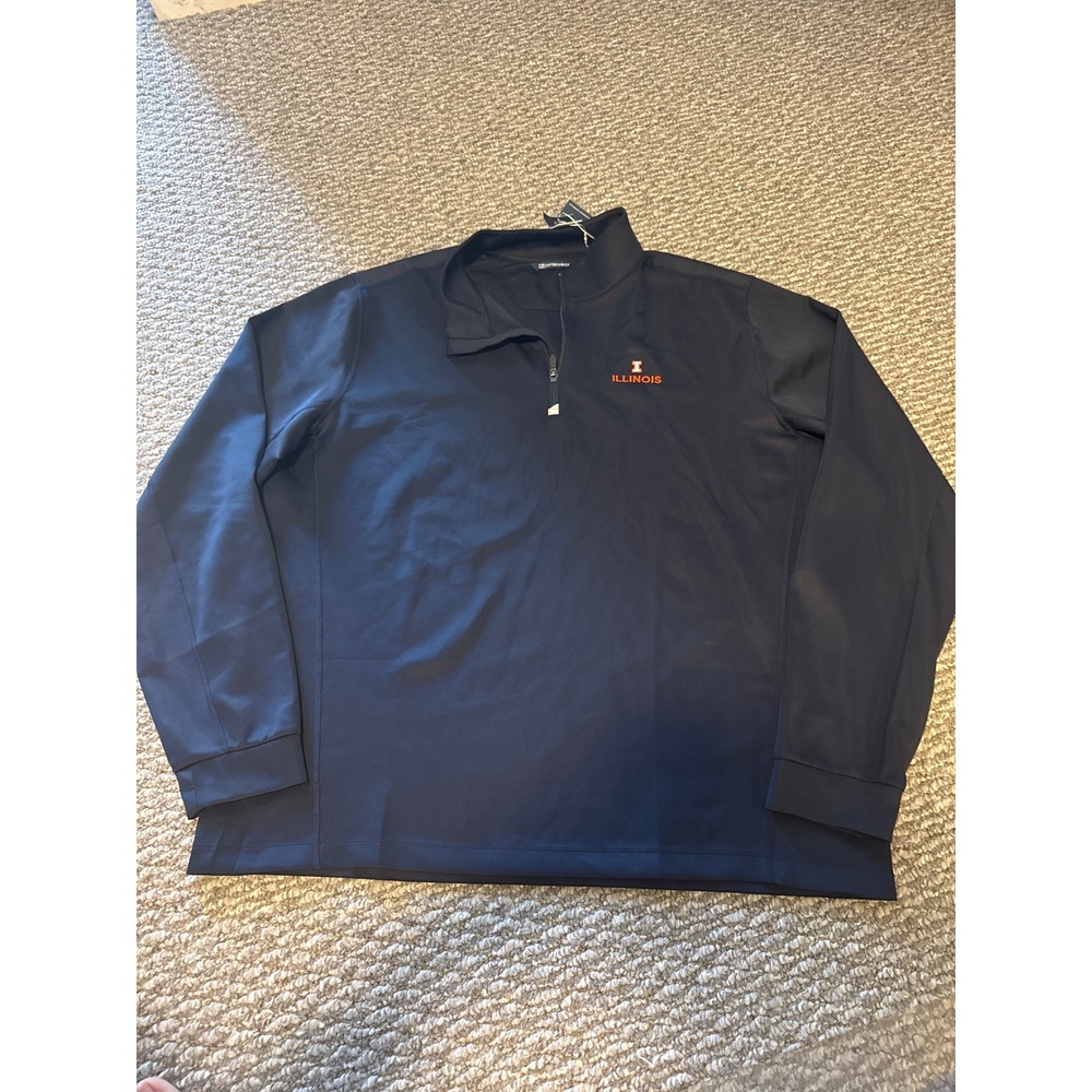 Cutter & Buck Mens Illinois Fighting Illini Traverse Quarter Zip Pullover 2XT